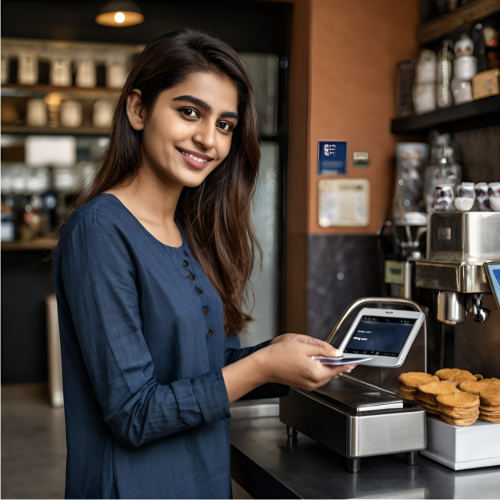 Woman Paying for Coffee Woman Paying for Coffee