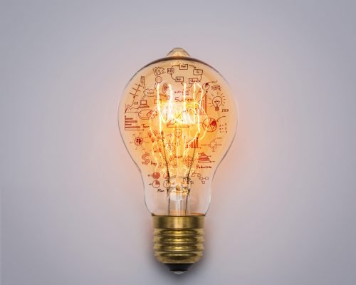 Light bulb with drawing graph